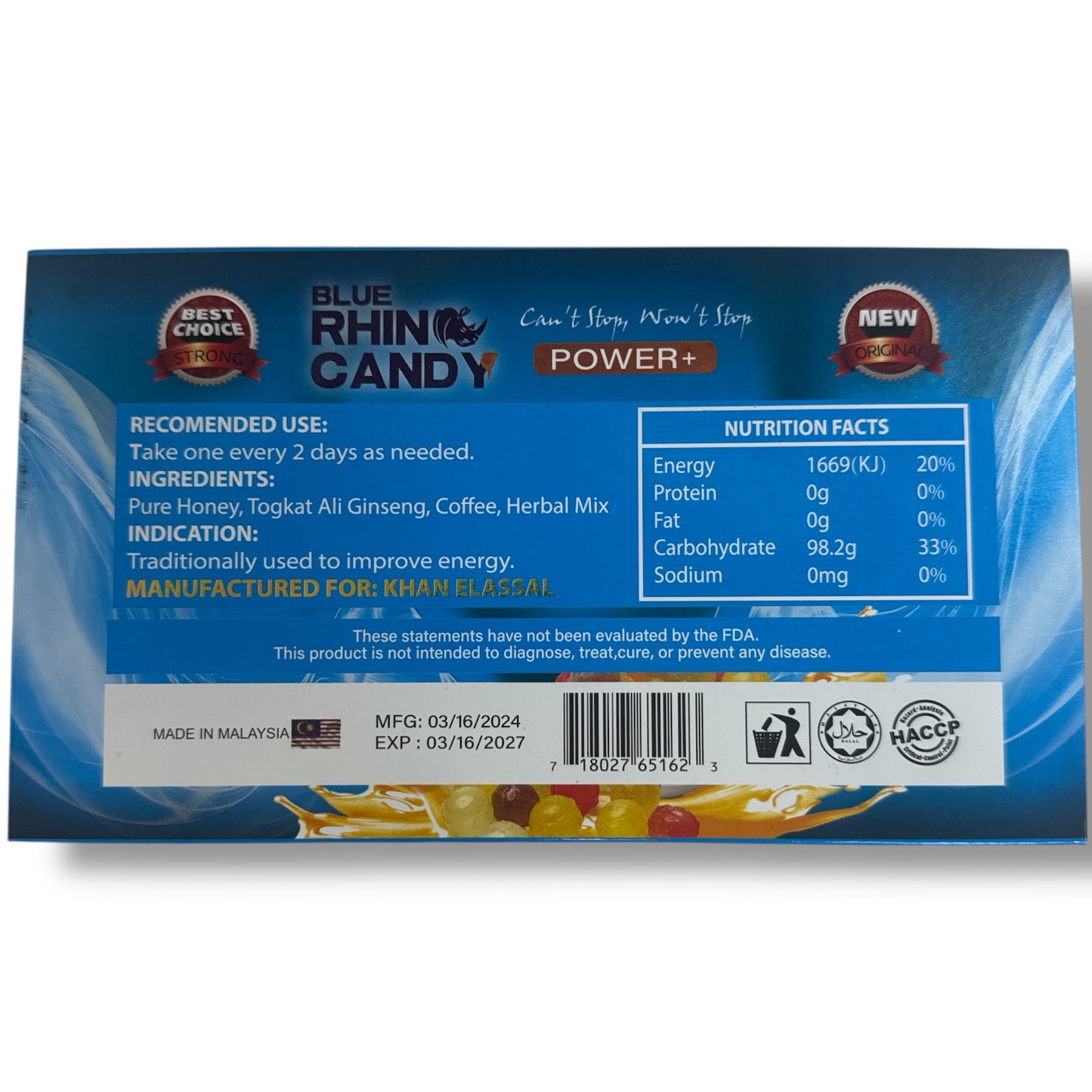 Blue Rhino Candy – Herbal 12 Pieces With Ginseng